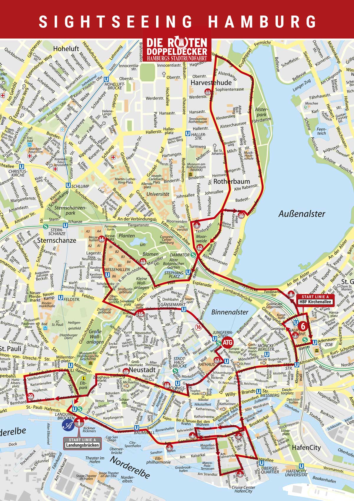 Stadtplan Route Linie A